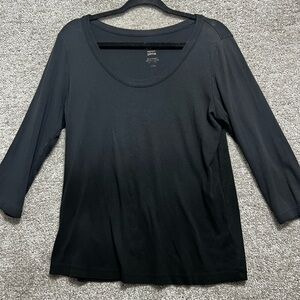 J. Jill Woman’s Black Perfect Pima Cotton Ballet Sleeve Basic Tee Shirt Large P